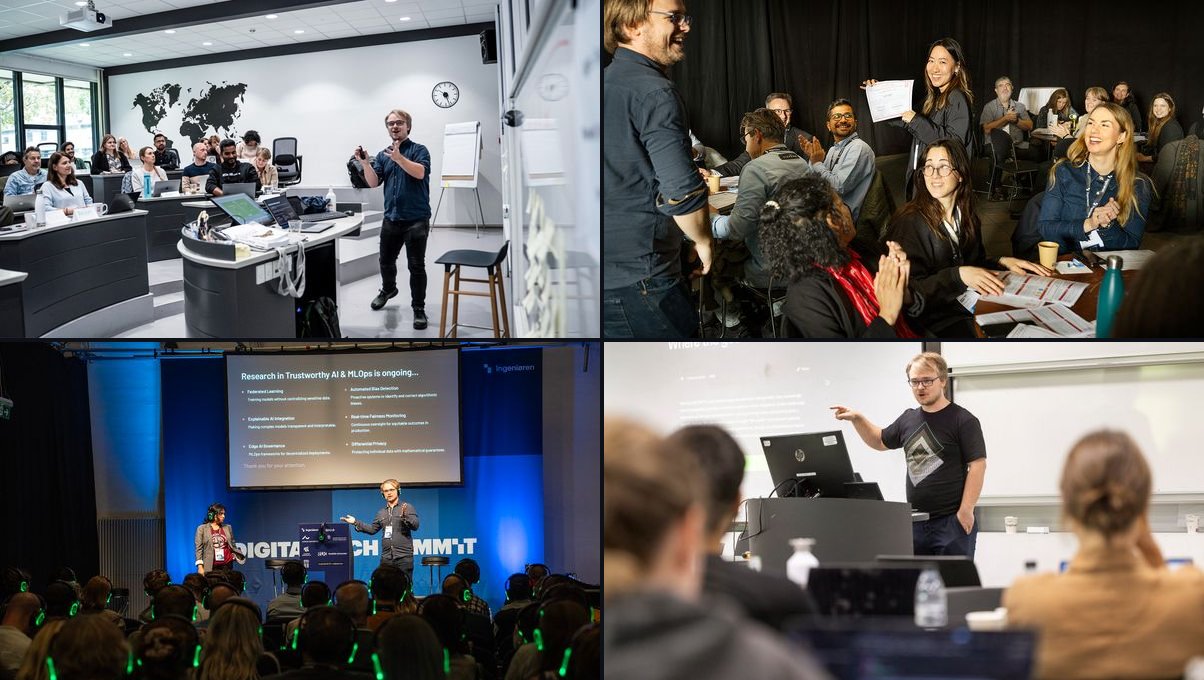 Collage of Nicki Skafte Detlefsen speaking at conferences and teaching